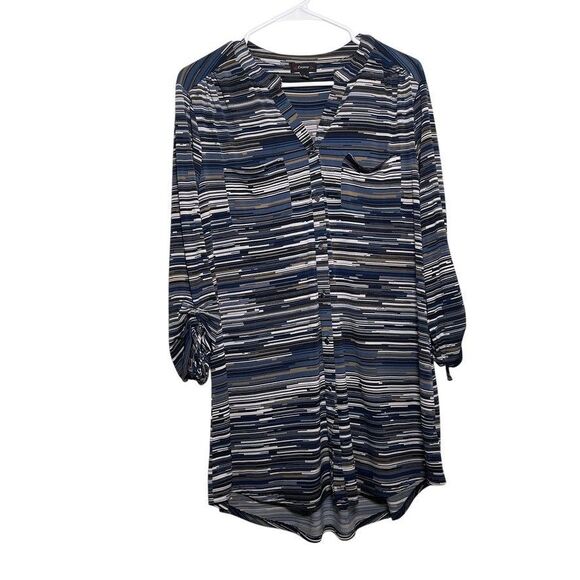 Cocomo Blouse Women's Large V-Neck Button Up 3/4 Sleeve Career Printed Top - Picture 1 of 10